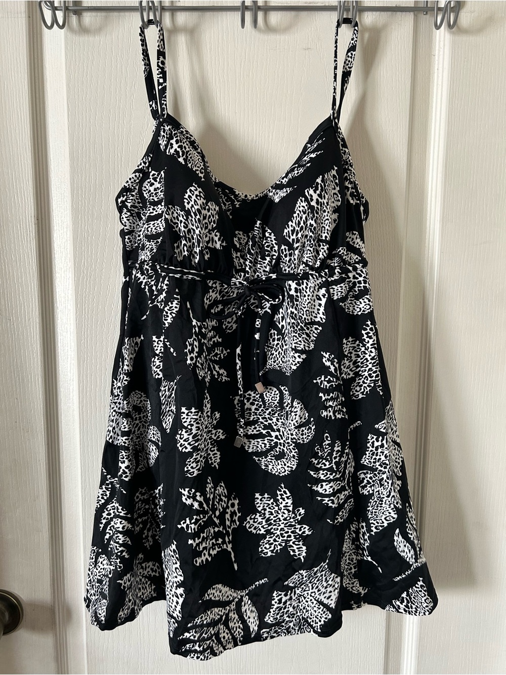 Swim Solutions Spotted Leaves Empire Waist Tummy Control Swimdress Size 12